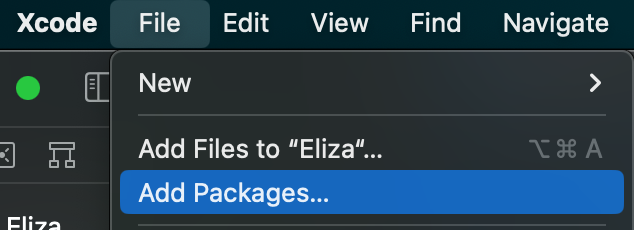 Select 'Add Packages...' in Xcode Add Packages